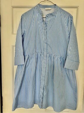 Shop the Mint blue/white pinstriped dress, size M